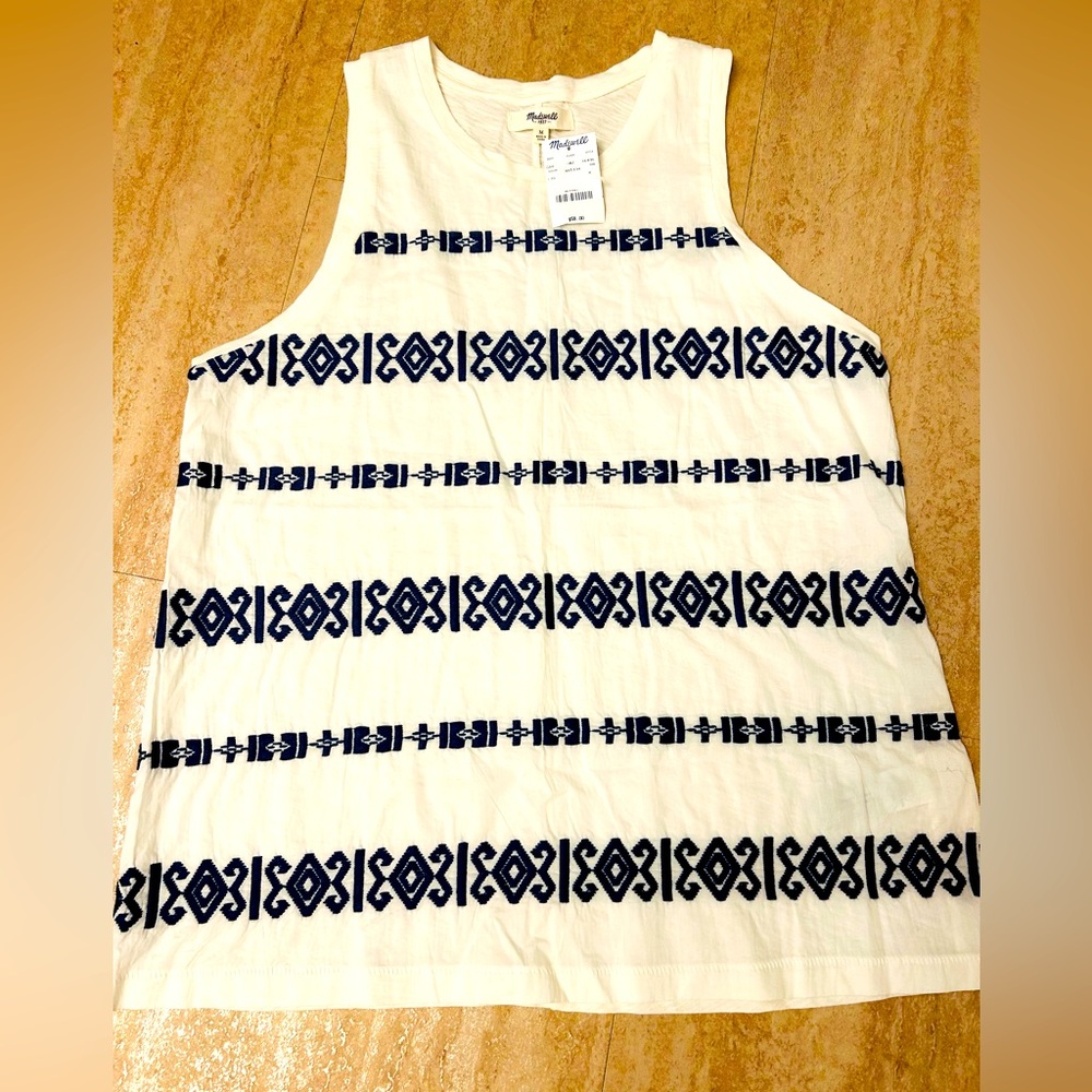 Tank Top Madewell Embroidered mixed media size medium NWT